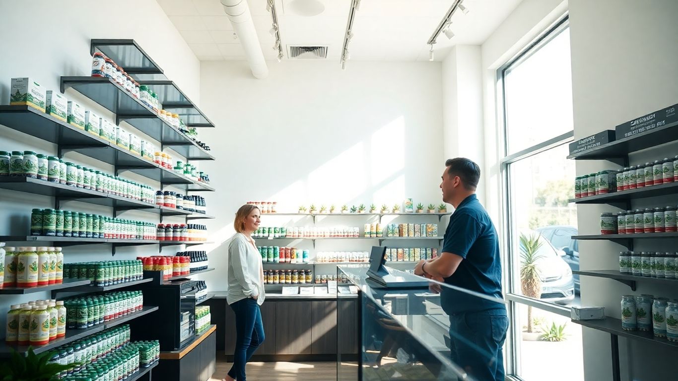 Cannabis Retail Store Authorization (RSA) 1 Cannabis retail store interior with products and staff.