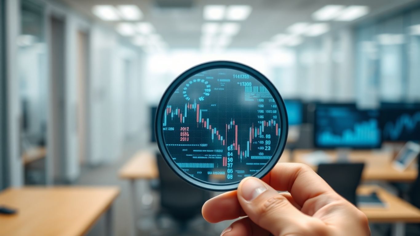 FINTRAC Suspicious Transaction Reports (STRs) 1 Magnifying glass over digital financial transaction data.