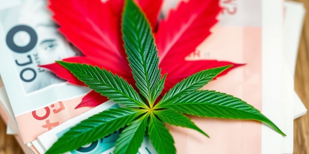 How Much Can I Sell My Dispensary For? 1 Cash stacks, maple leaf, cannabis leaf.