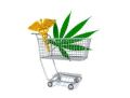 77648172 marijuana and caduceus in a shopping cart
